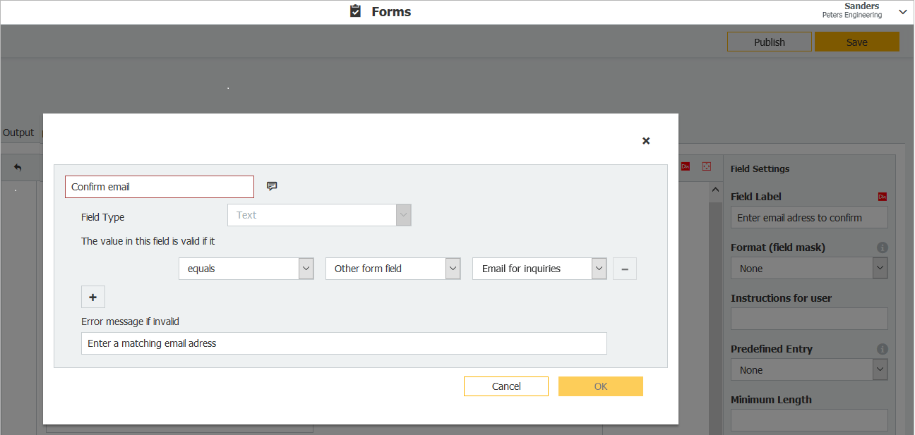 Validate data in DocuWare Forms